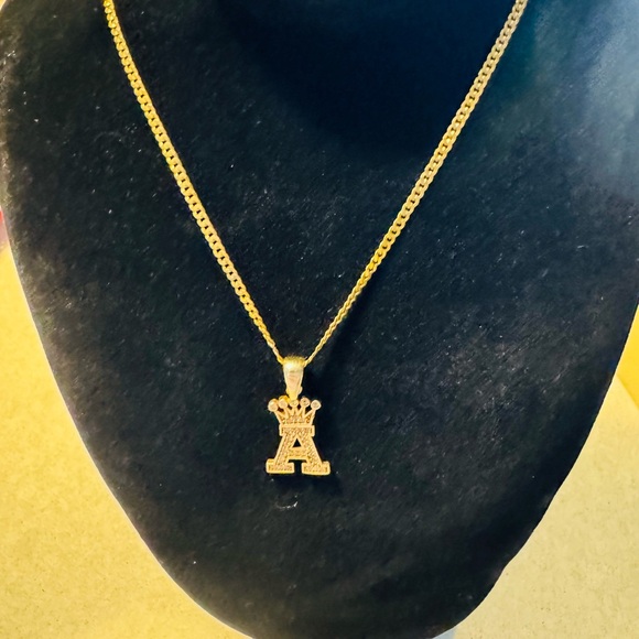 ⚜️ Gold plated Silver with rhinestones Crown necklace - Vintage Queen - Picture 7 of 14